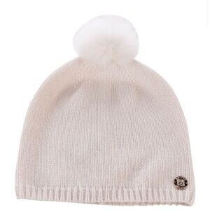 Bruno Magli Elegant Light Pink Cashmere Hat with Pom-Pom